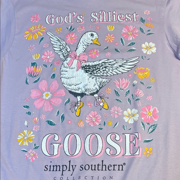 Simply Southern Lavender Goose Graphic Tee “God’s Silliest Goose “ - Picture 3 of 6